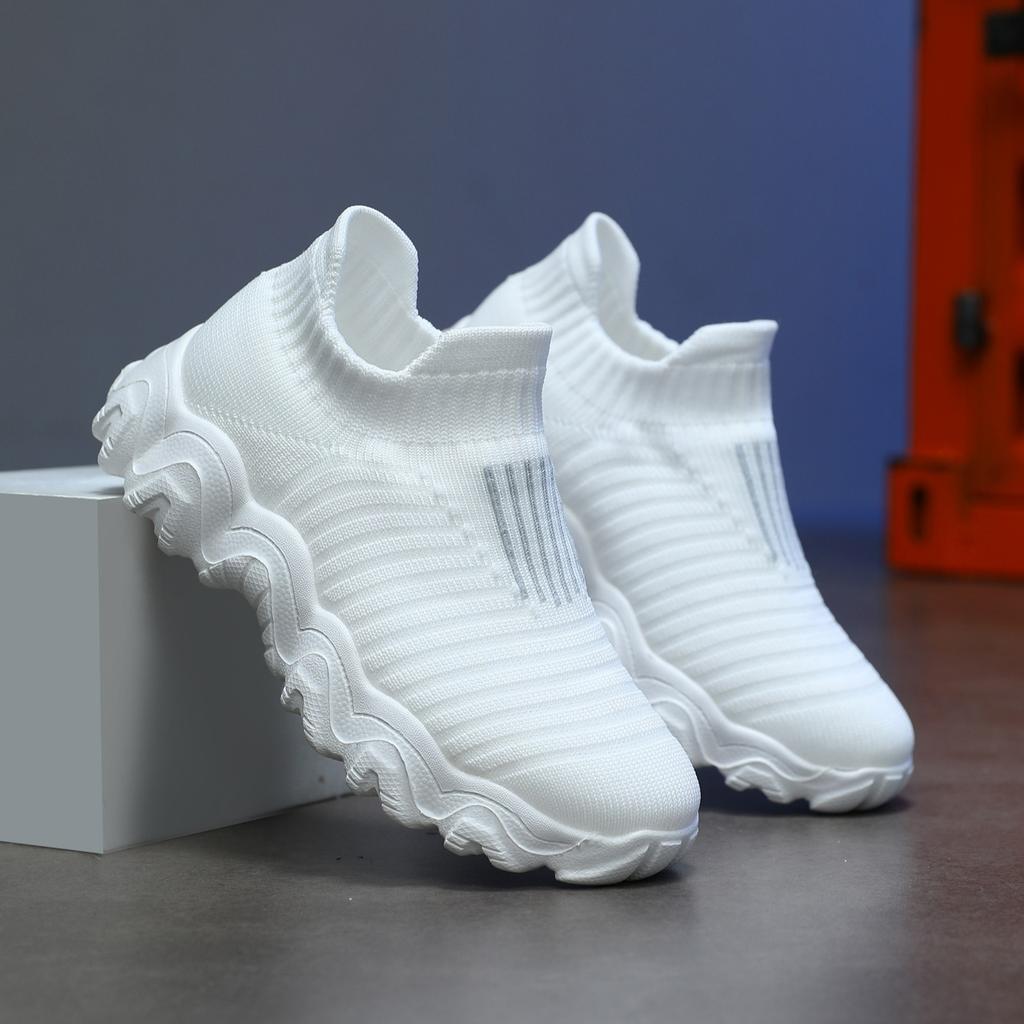 Platform Children High Top Sock Shoes Knit Breathable Boys Slip On Sneaker Casual Sports Lightweight Tennis Shoes for Boy Girls
