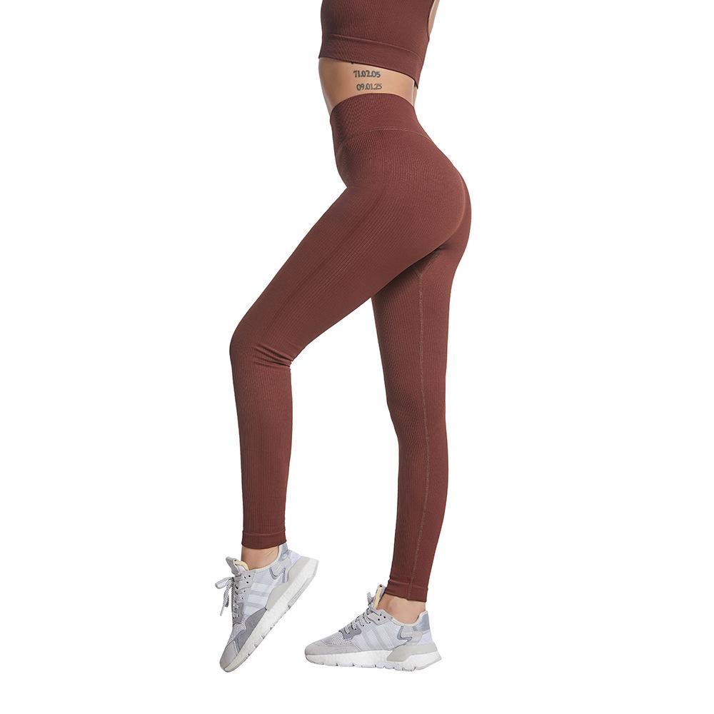

Женские бесшовные леггинсы для йоги в рубчик - Однотонные, Длина 9/10 Medium коричневый