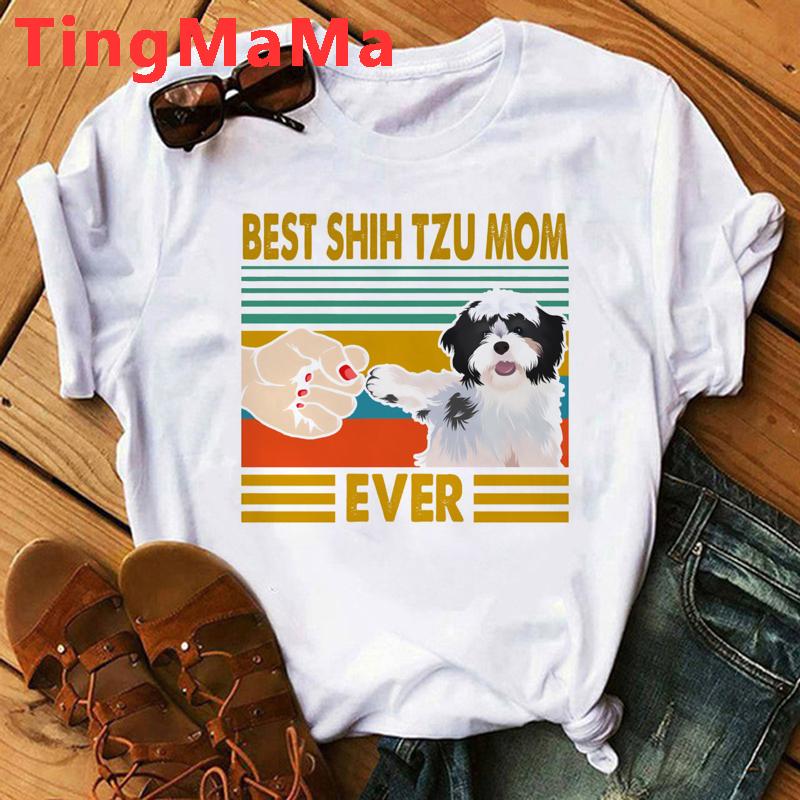 Maminka Tričko Ženy Harajuku Letní topy Kreslený Shih Tzu Grafika Trička Kawaii Módní Unisex topy