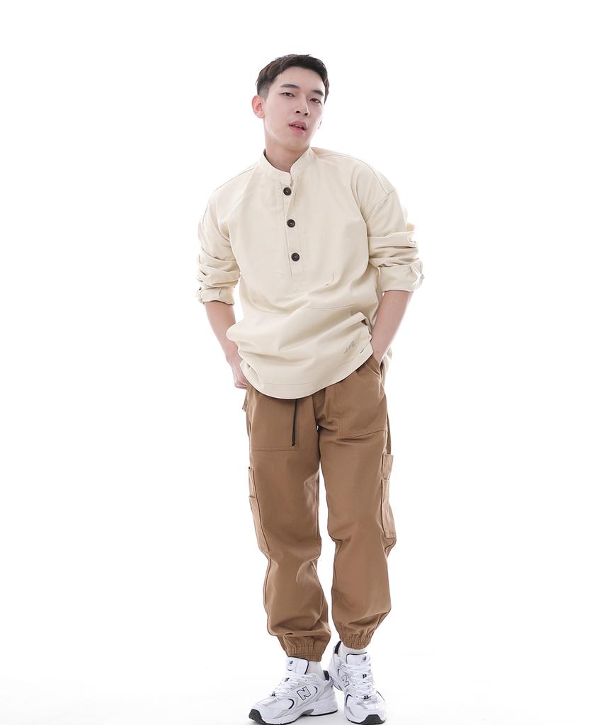 Seinteukeulu Two-Layer Wide Cargo Jogger Pants W2-308J Camel