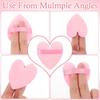 12Pcs Pink Face Powder Puff, Heart Shaped Loose Powder Puffs for Applying Face, Normal Size Soft Reusable Velour Makeup Setting Tool for Women