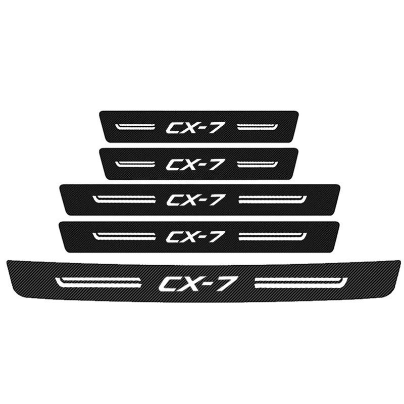 Carbon Fiber Car Threshold Tape Door Sill Protective Trim for Mazda CX7 CX-7 Logo Trunk Door Bumper Anti Scratch Guard Stickers
