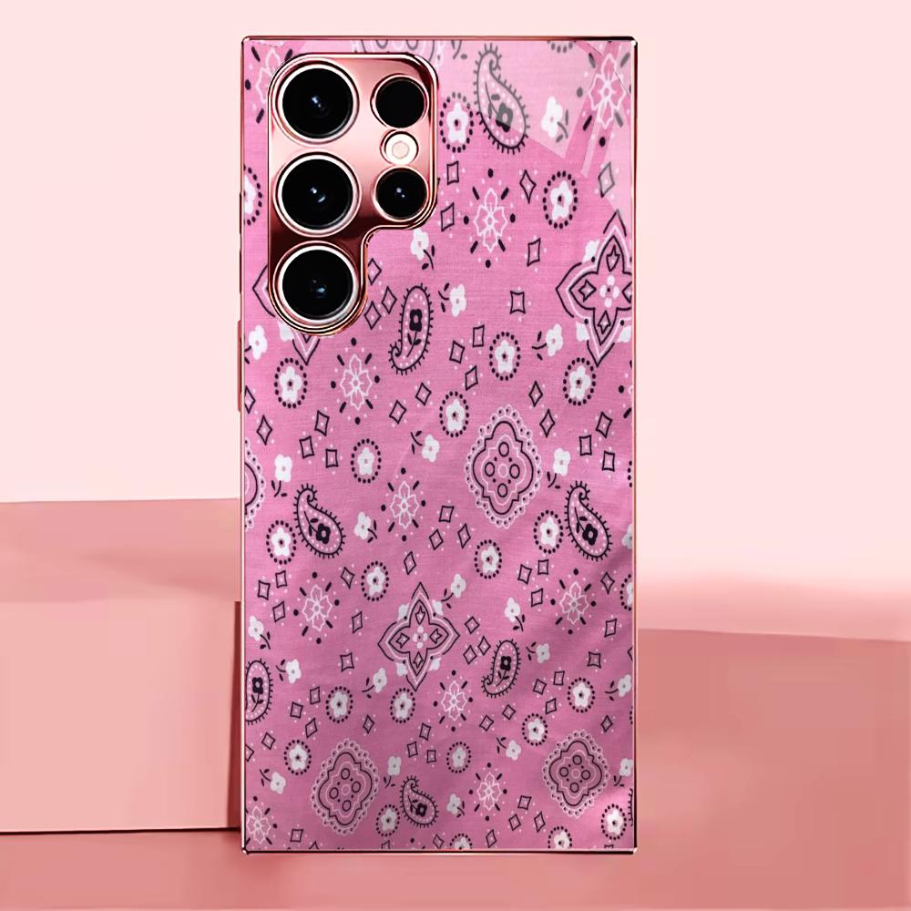 Exquisite patterns PhoneCase for Samsung Galaxy S26 S25 S24 S23 S22 FE Ultra Plus Built-in glass feel bare machine Women's style