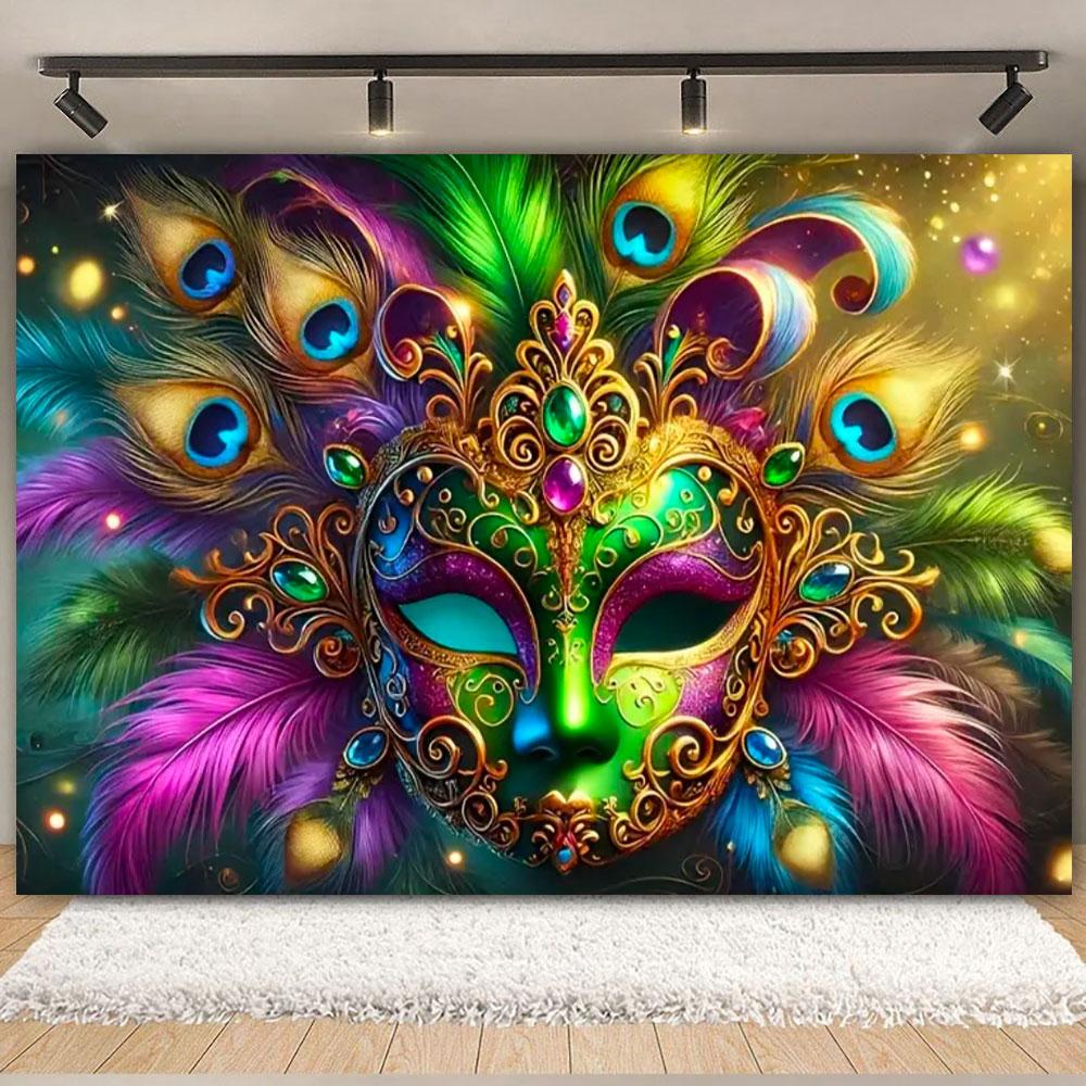 

Colorful Mask Carnival Photography Backdrop Venetian Mardi Gras Masquerade Background Decoration Party Decor Banner Studio Props 120x90cm