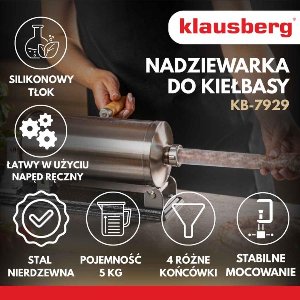 RĘCZNA NADZIEWARKA DO KIEŁBASY 5kg KLAUSBERG KB-7929