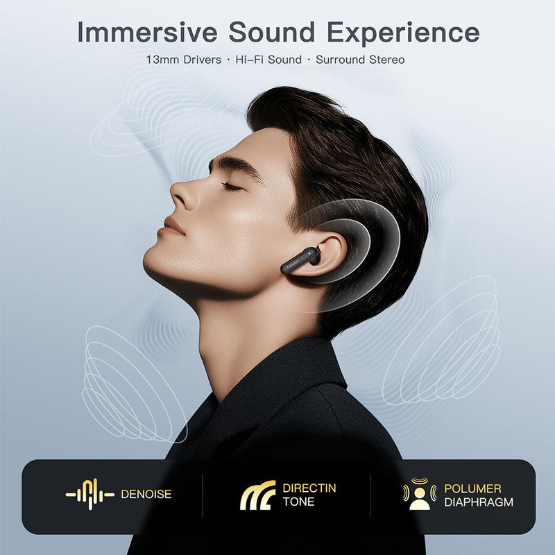 KIESLECT Adjustable Earbuds IPX4 Wireless Bluetooth 5.4 TWS Sport Earphones with Noise Reduction And AI Assistant Waterproof