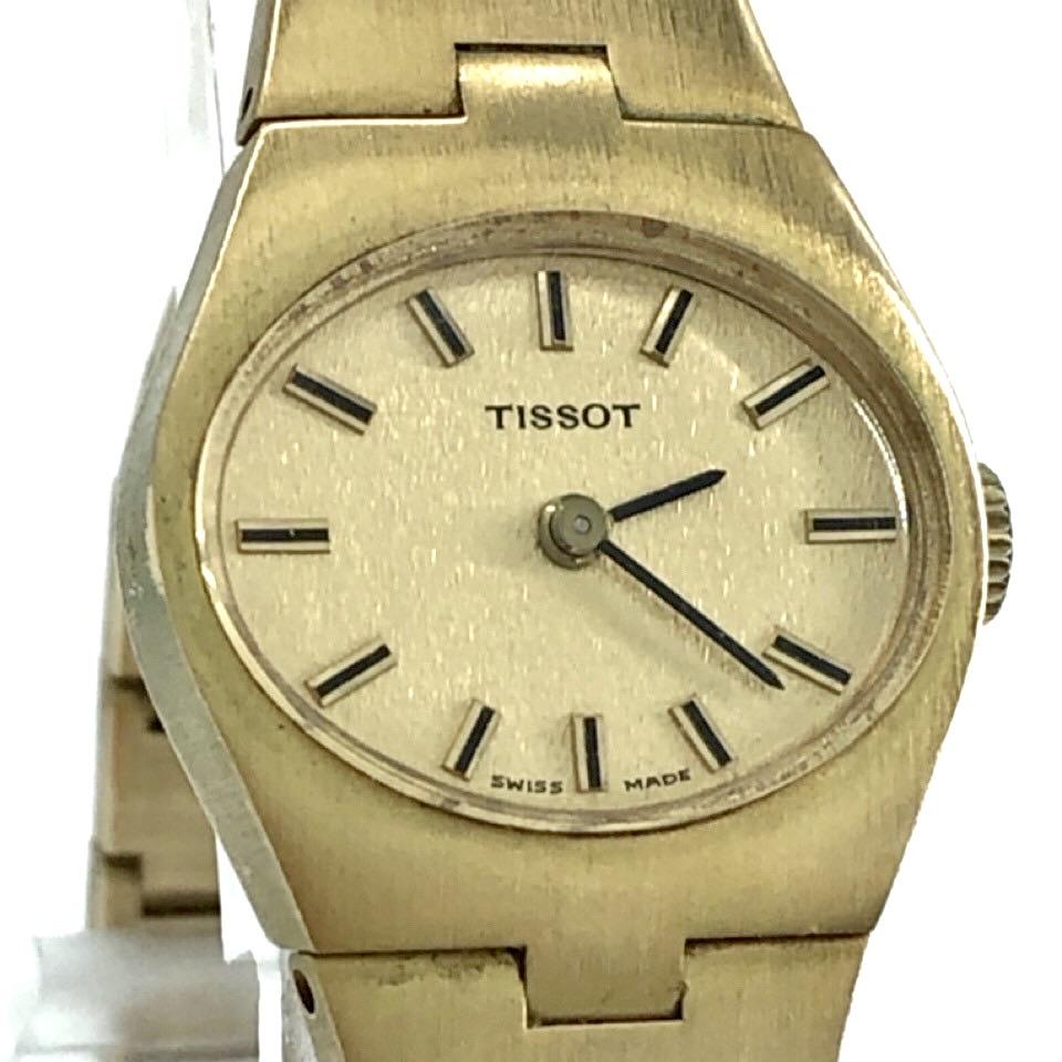 Хорошо работают TISSOT Ручной завод Винтажные Позолоченные Циферблат с Золотой Надписью Браслет Часы Женские Часы Без Водонепроницаемости 2 Стрелки
