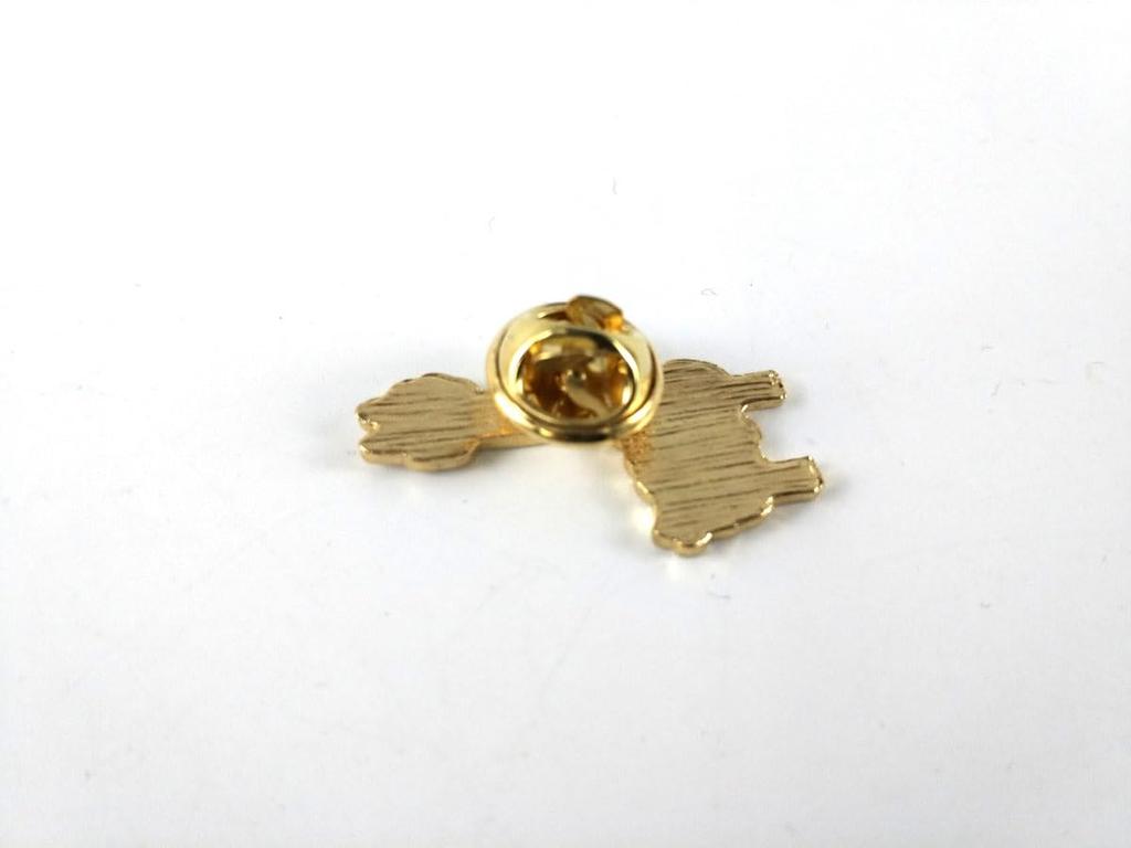 [F NODE] Alpaca Pin Badge, White x Gold, Approx. 3cm x 1.5cm, Animal Motif, Alloy