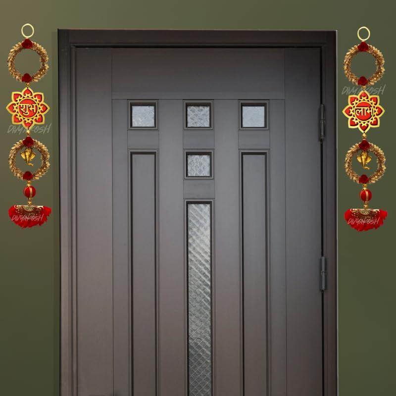 Handmade Shubh And Labh Lotus Hangings,Door Welcome Tags,Temple Decoration,Diwali Decor,Lotus Decoration Items,Sohn/Shun/Shoon,Puja Tags,Door