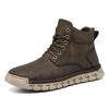 Men's Winter Boots Hand-stitched Mens Ankle Boots Leather Soft Plush Warm Outdoor Fashion Business Leather Casual Shoes for Men