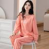 Aifen Teng Women's Pajamas Set: Pure Cotton, Long Sleeve, Long Pants, Casual Home Wear, Suitable for Spring, Autumn, and Winter.