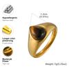 Vnox Romantic Gold Color Heart Water Drop Shaped Natural Stone Ring, Stainless Steel Geometric Natural Tiger Eyes Rings Jewelry