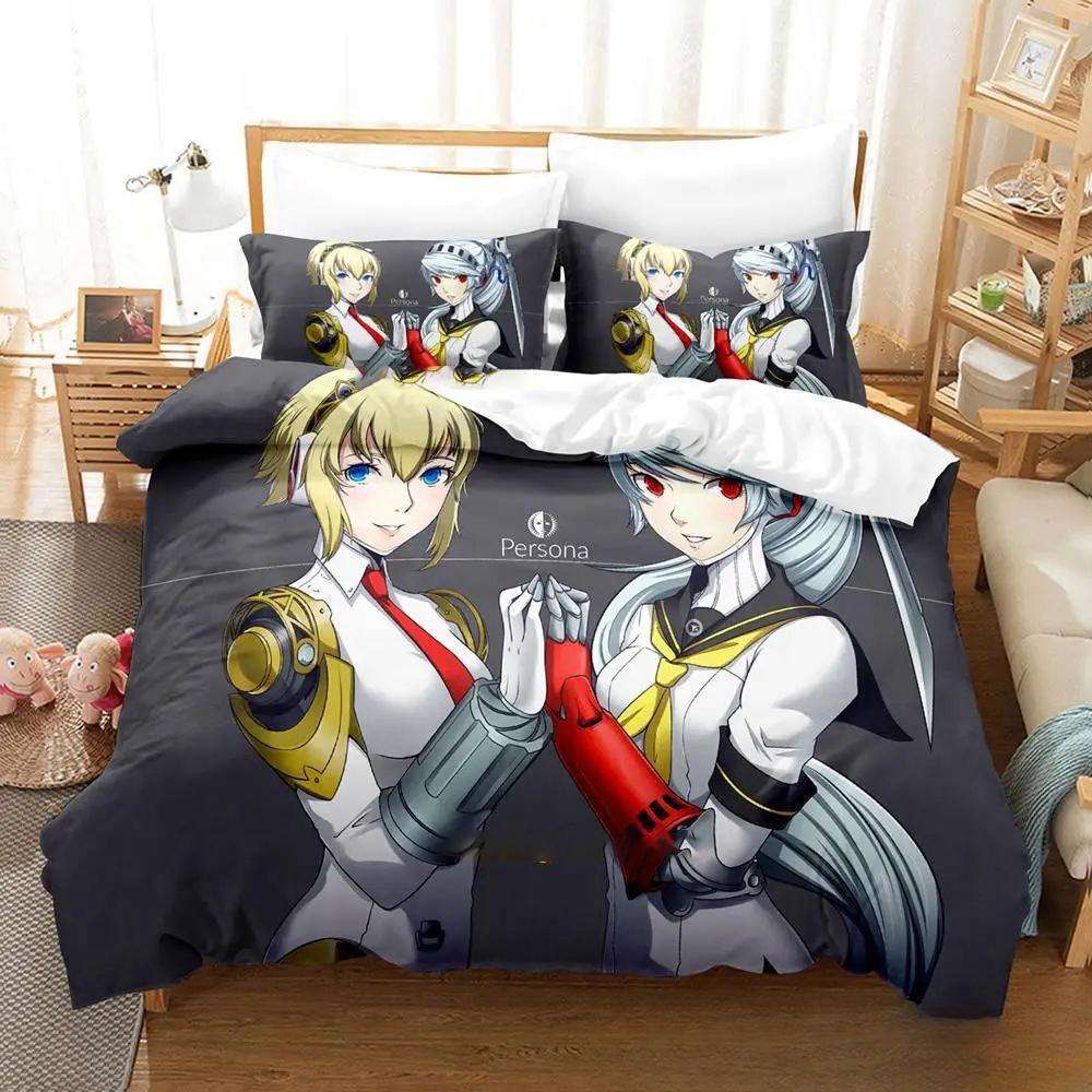 3D Print Anime Game P4 Persona 4 Bedding Set,Duvet Cover Bed Set Quilt Cover Pillowcase,King Queen Twin Size Boys Girls Adults