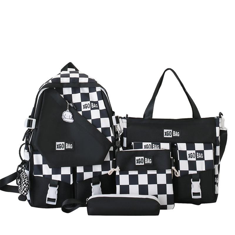 Four-piece Backpack Junior Senior High School Student Schoolbag Large Capacity Backpack