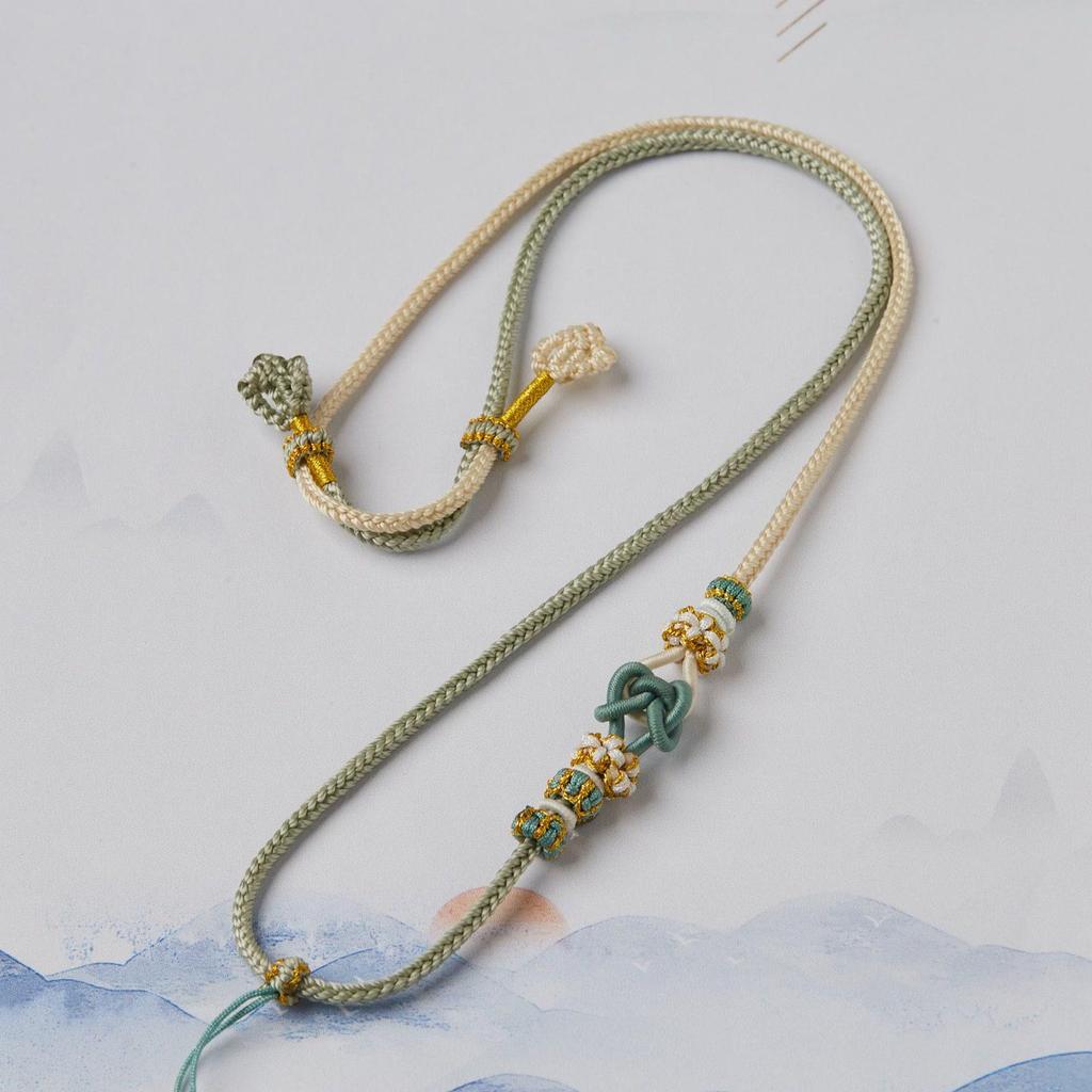 Hand-Woven Peach Blossom Knot Necklace Cord with Four-Strand Braid for Men and Women