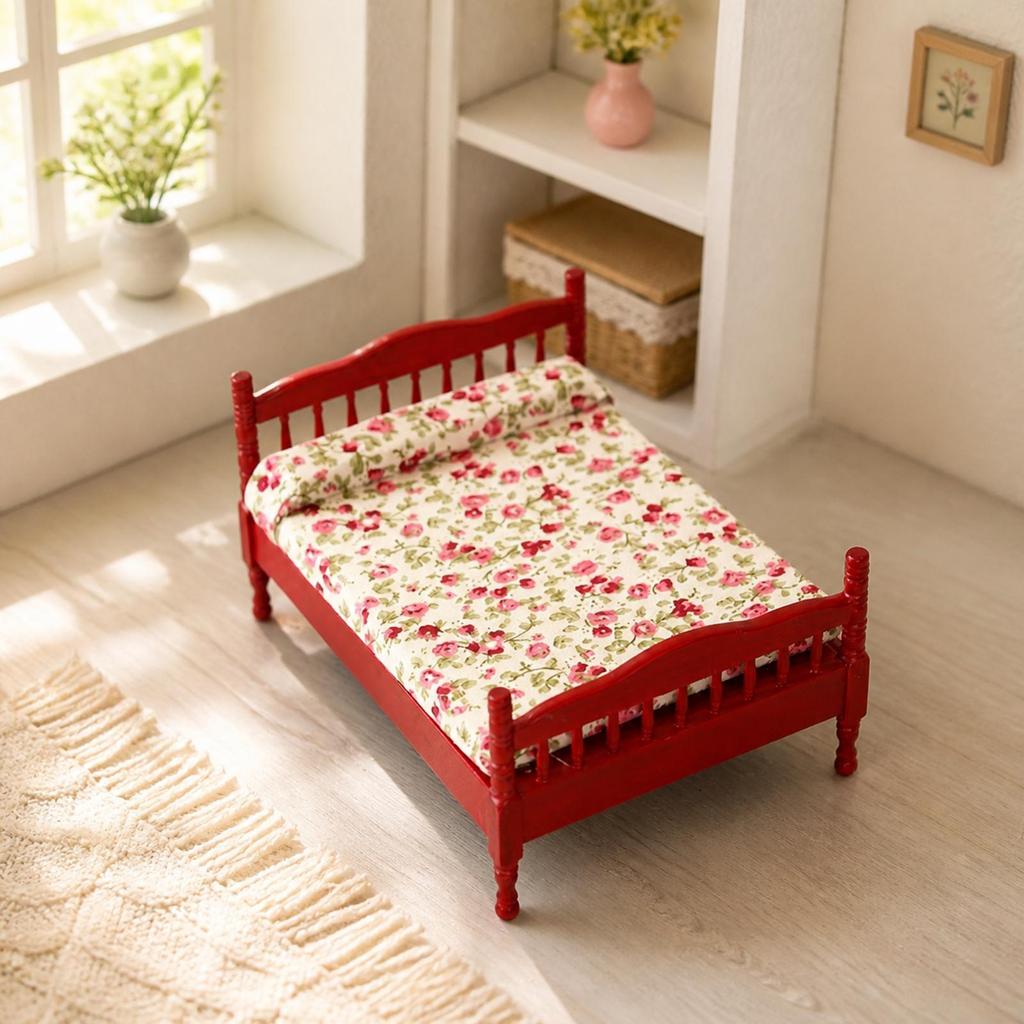 1:12 Scale Dollhouse Four-Post Bed Detailed Diorama Supply Versatile