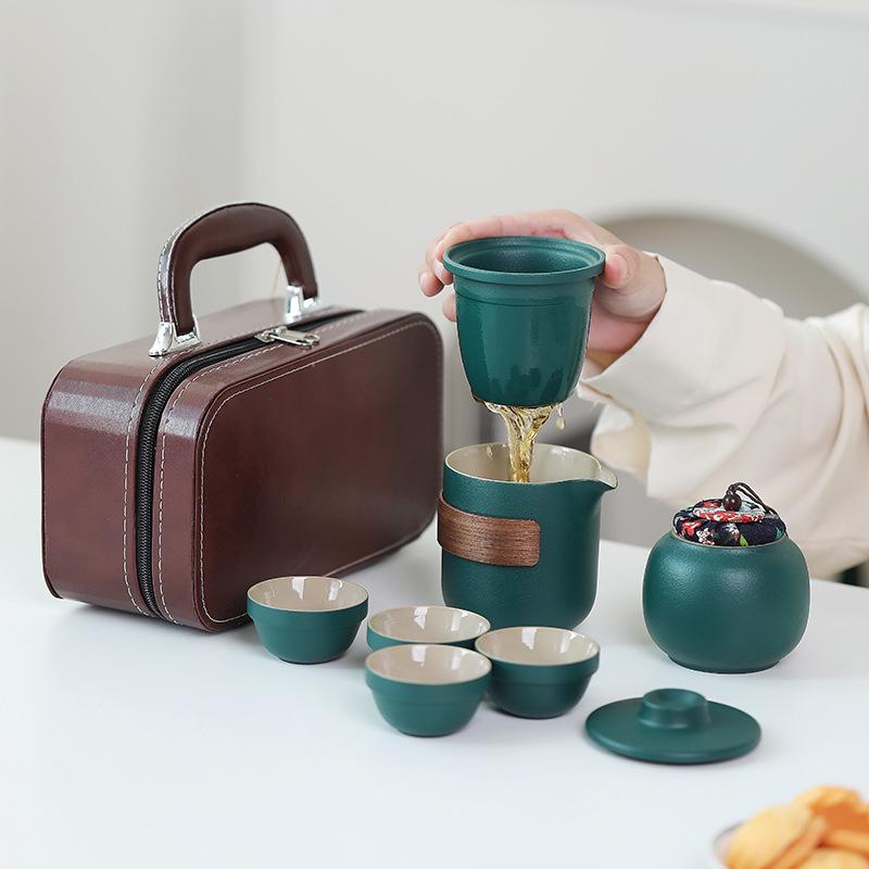 Reise Kung Fu Tee Set Kleines Set Tragbare Kuaike Tasse Ein Topf Vier Tassen Outdoor Teekanne Teetasse Geschenke