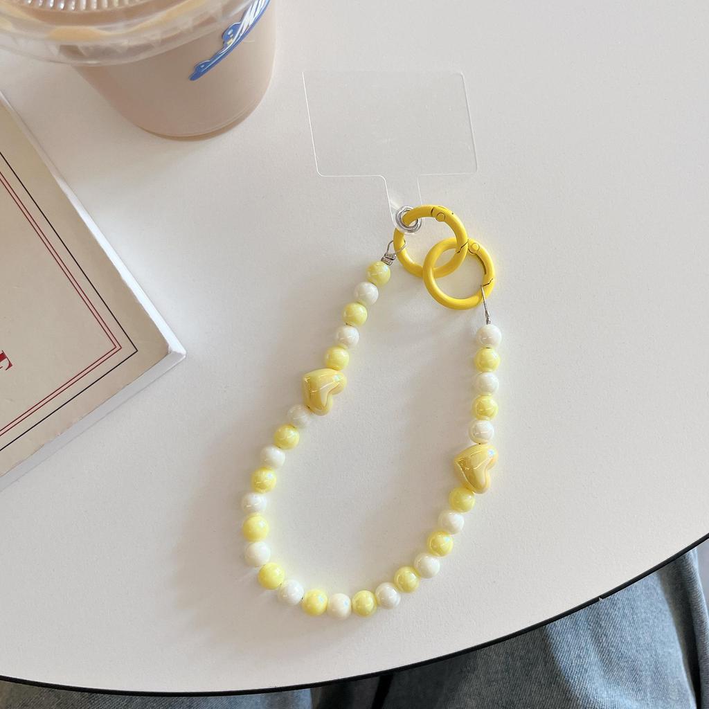 Bunte Perlenherz-Kette Umhänge-Handystrap - Verlustsicher, Passt für alle Hüllen