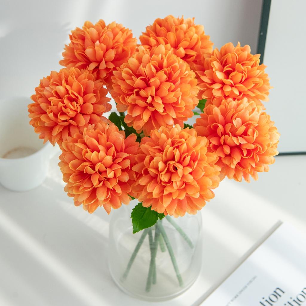 5Pcs Silk Ball Chrysanthemum Wedding Artificial Flower Decor Vase Box Home Room Scrapbooking Flower Gift Arrangement Accessories