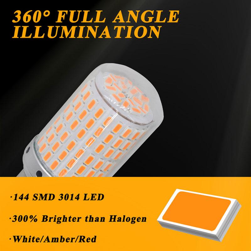 RXZ 1pc CanBus p21w py21w T20 LED W21W W21/5W 7440 T443 led S25 1156 BA15S BAU15S Bulbs 3014 144smd car Turn Signal Lights