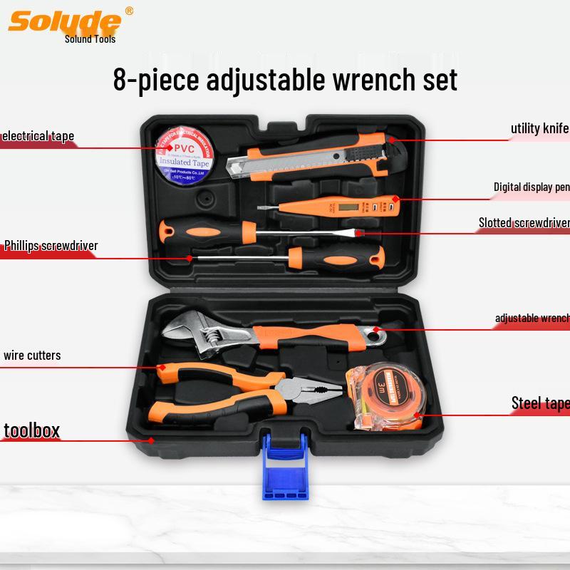 8-Piece Adjustable Wrench Tool Set for Household Repairs