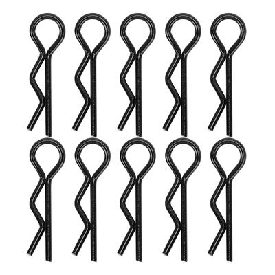 10Pcs 7MM RC Car Shell Clip RShape Metal Body Clips Pins for 15 16 18 110 RC Car(Black )