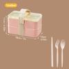 WORTHBUY Microwave Bento Box With Tableware Portable Double-layer Lunch Box Leak Proof Divided Food Containers For Student Kids