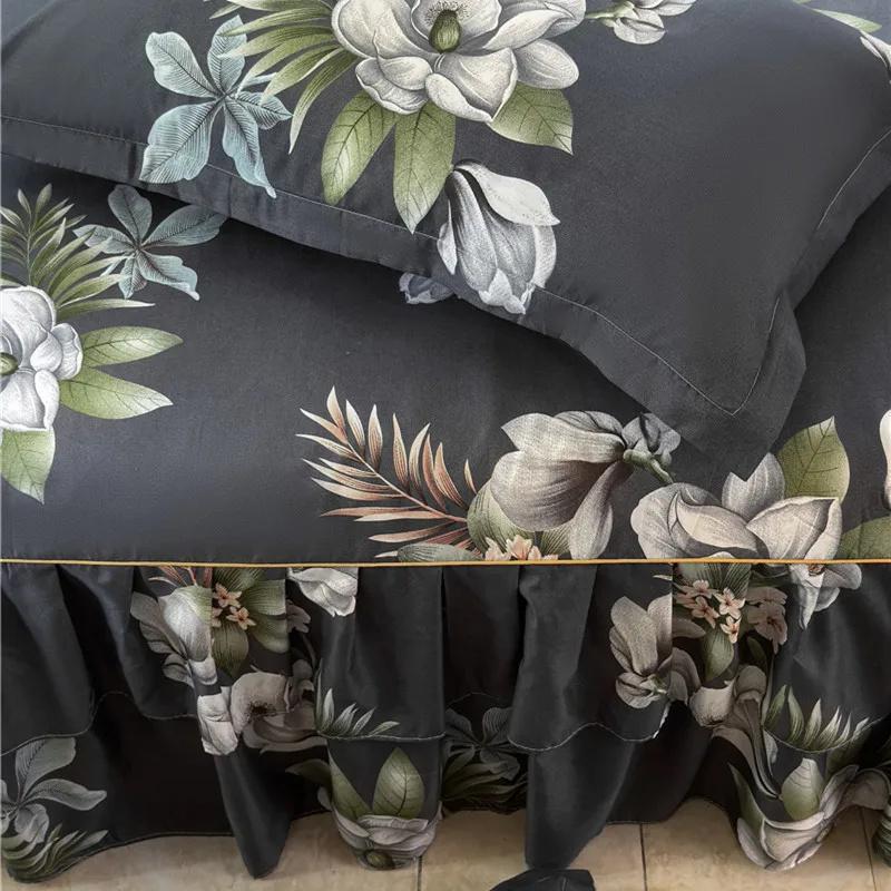 Ruffle Skirt Bedspread Home Textile Printed Bed Skirt Bedroom Coverlets Bedspreads Sheets Dust Cover Bedding 3PCS/Set