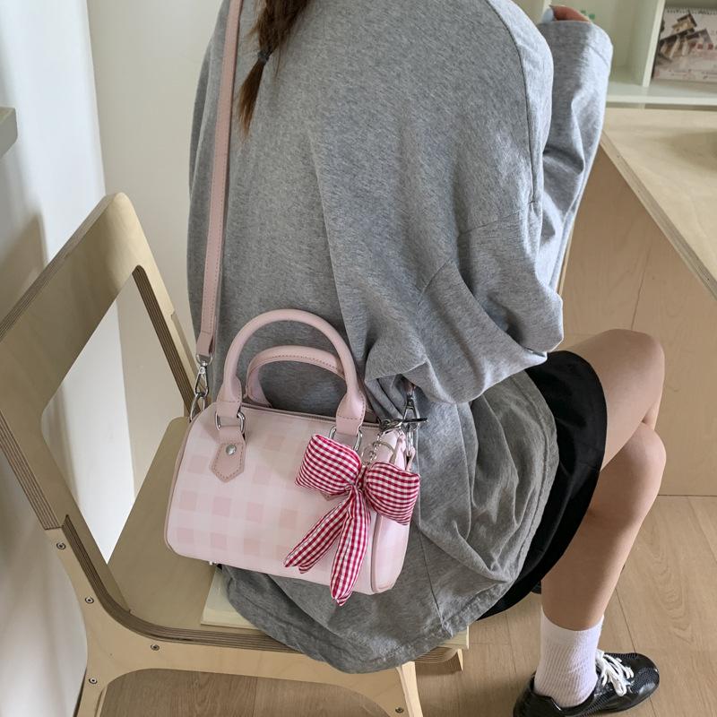 High-end niche bag women's new fashion plaid messenger bag portable pillow bag