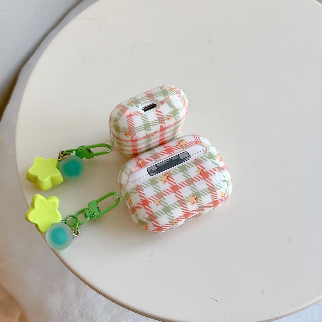 Korean Plaid Star for AirPods 1 /1 Protective Case Pro1 Wireless Bluetooth 1/1 Generation Earphone Case Pendant