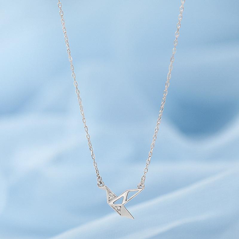 Thousand Paper Crane Necklace Small Fresh Short Light Luxury Diamond Simple Temperament Clavicle Chain Gift For Girlfriend