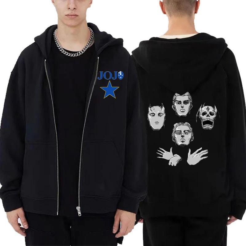 JoJo's Bizarre Adventure Anime Hooded Men Women Hot Manga Zipper Hoodies Plus Size Sweatshirt Harajuku Streetwear Zip Up Jacket