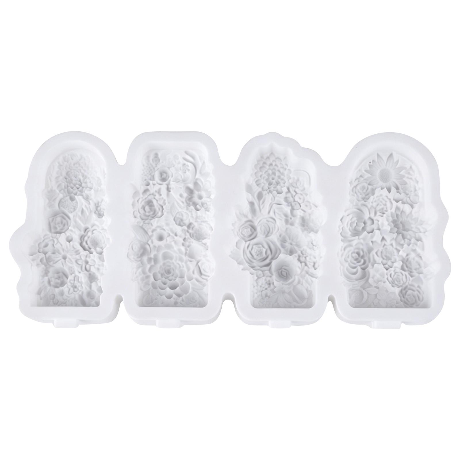 Popsicle Silicone Molds 4 Cavity Flower Ice Cream Molds Food-Grade -free Reusable Non-Stick Flexible Silicone Flowers Flourishing Blossoms Molds One Size белый