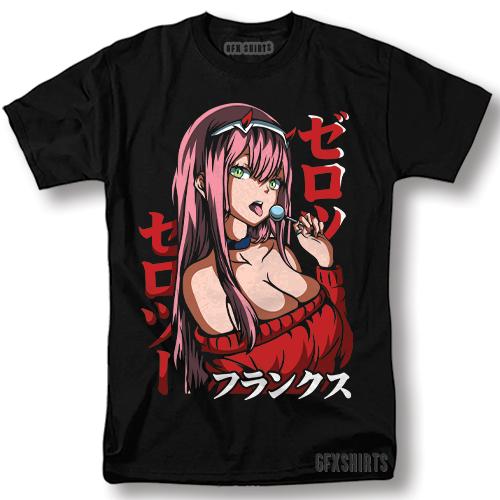 Zero Two Shirt Darling in the Franxx Anime Manga Hentai Waifu Cosplay T-shirt M
