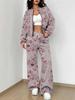 Simple Graffiti New Autumn And Winter New European And American Women'S Clothing Flower Printing Suit Women