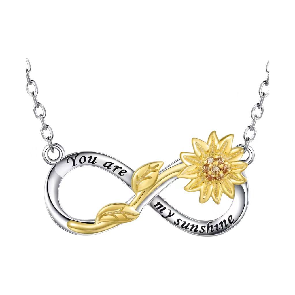 S925 Sterling Silver Necklace Female European and American Personality Unlimited Love Sunflower 8 Character Sunflower Clavicle Chain