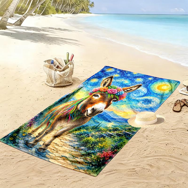 Animal Painting Print Beach Towel, Large Soft Quick Dry Towel for Beach Camping Swimming