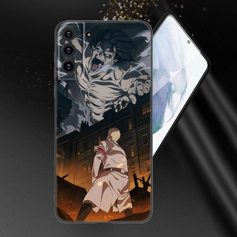 Anime Attack On Titan Handyhülle für Samsung Galaxy S20 S21 FE S22 Ultra S10 Lite S10E S9 S8 Plus S7 Edge Weiche TPU Schwarze Hülle