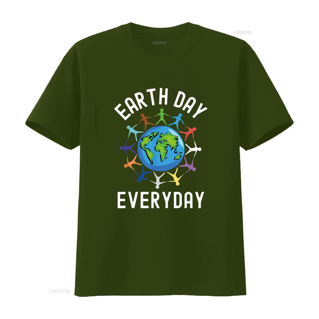 Womens Earth Day Everyday T Shirt Black 2XL Vintage Washed Homme Casual Comfortable Soft Streetwear Unisex Designer Clothes