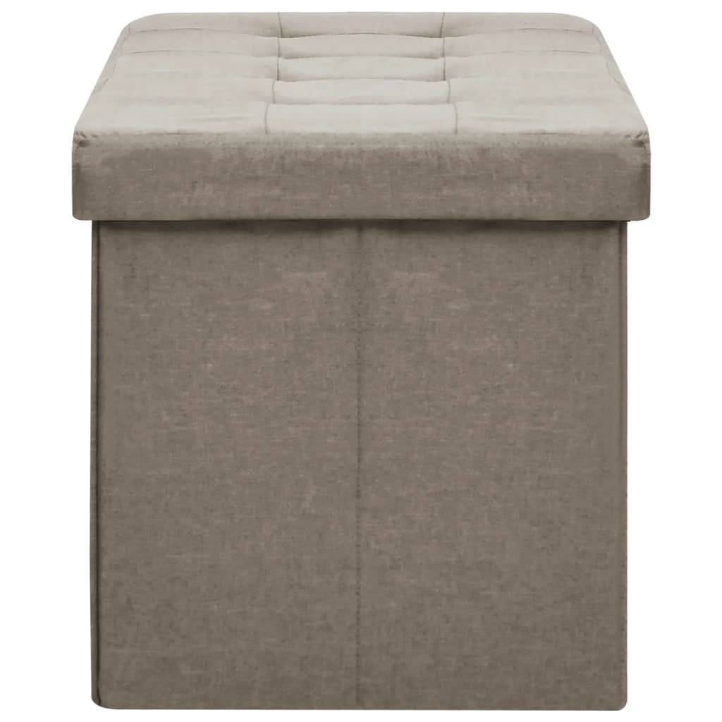 Foldable Storage Bench with Storage Space Taupe Linen Look