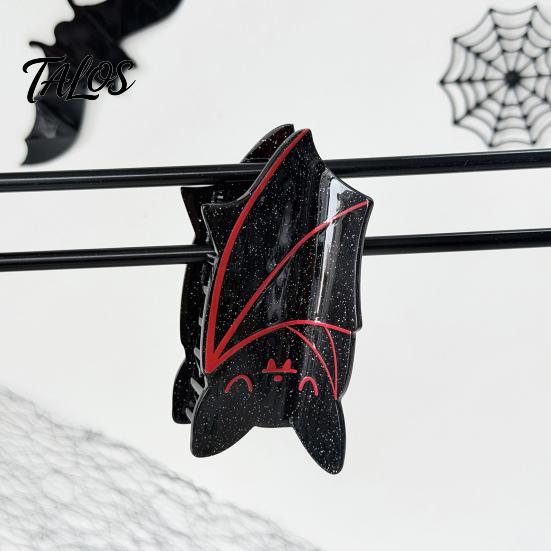 Funny Bat Shape Hair Pins Halloween Cute Claw Clip for Thick Hair, Acrylic Strong Grip Creative Ornaments Women Girls, Gothic Style Accessories