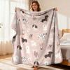 1pc Cute Cartoon Cow Print Flannel Blanket Soft Warm Cozy Throw Blanket For Bedroom Living Room Home Decor