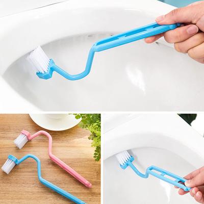 Toiletten-Reinigungsbürste, Badezimmer-Reinigungszubehör, tragbare Toilettenbürste, Eckbürste, 1 Stück, gebogener Griff, Schrubber, gebogen