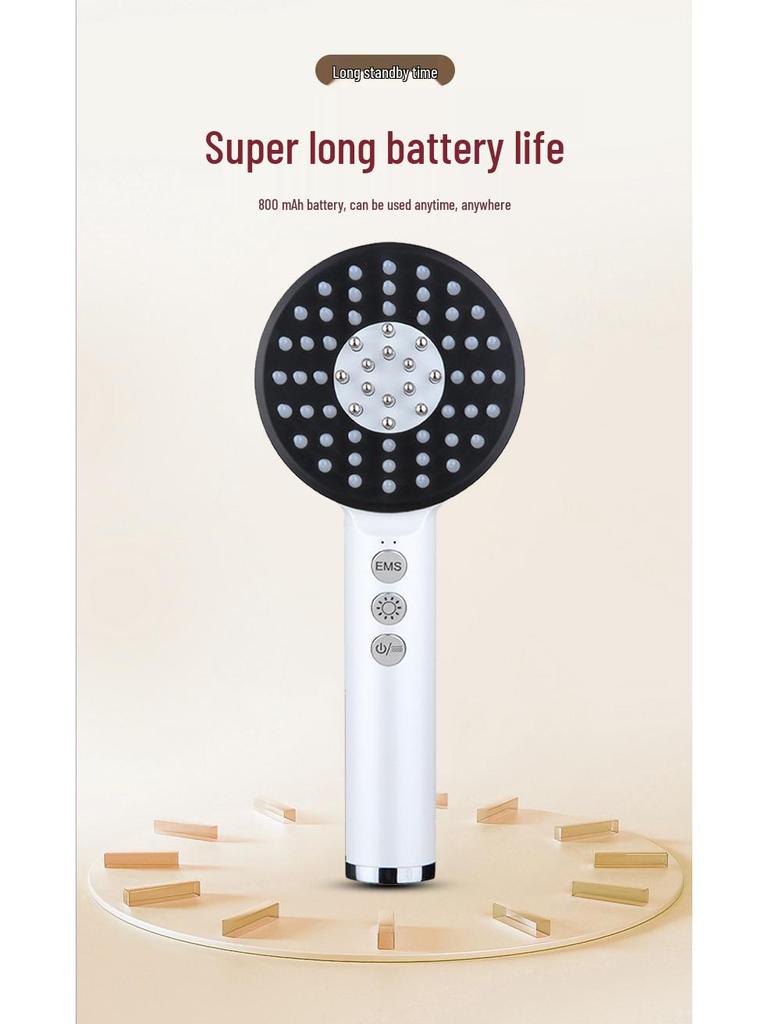 Electric EMS Microcurrent Comb with Red and Blue Light for Cross-border Massage and Liquid Application