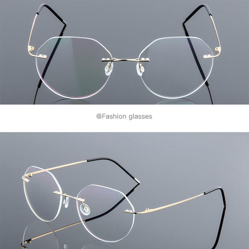 Polygon Foldable Flexible Ultra Light Titanium Alloy Myopia Eyeglasses Rimless Optical Glasses -0.5 -0.75 -1.0 -1.5 To -6.0