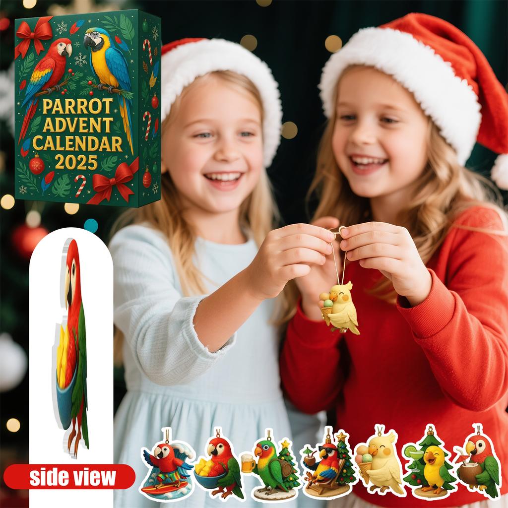 Parrot Advent Calendar High-Quality Acrylic Parrot Pendants Bird Christmas Calendar Flat Christmas Countdown Calendar For Family