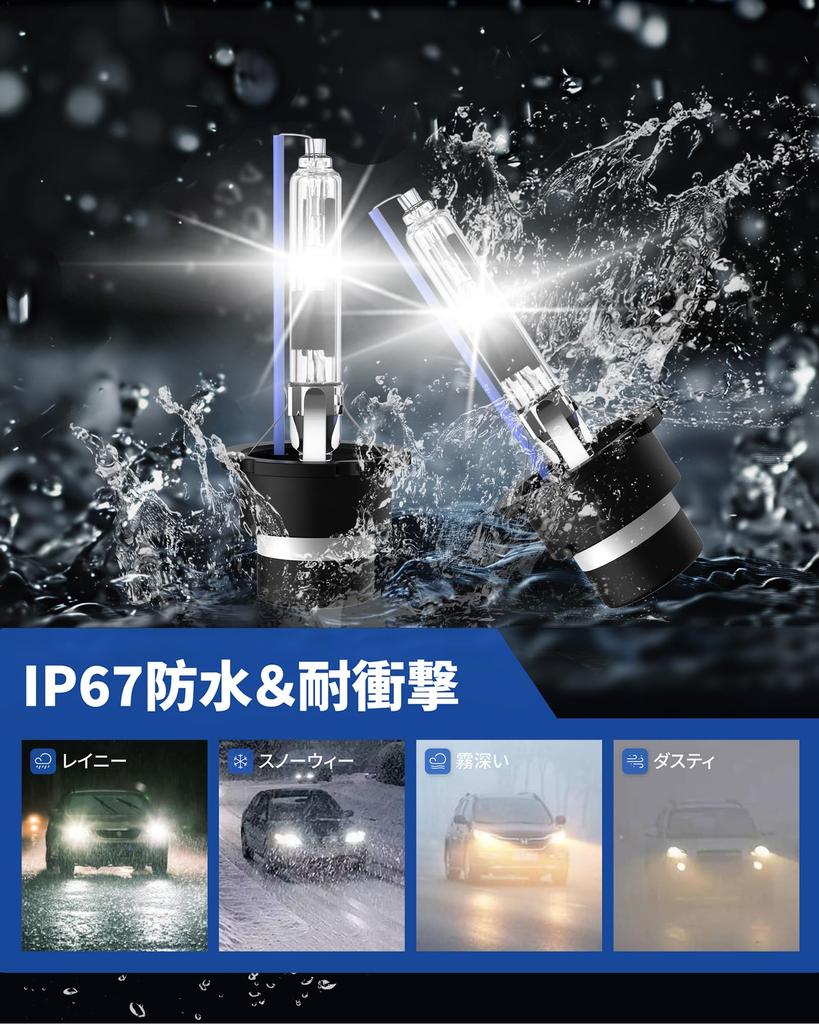Sinoparcel D2R HID Headlight Bulbs, 8000K, Vehicle Inspection Compliant, Direct Replacement, 3600lm, 12V/24V Compatible, 35W, 2-Year Warranty, Xenon,