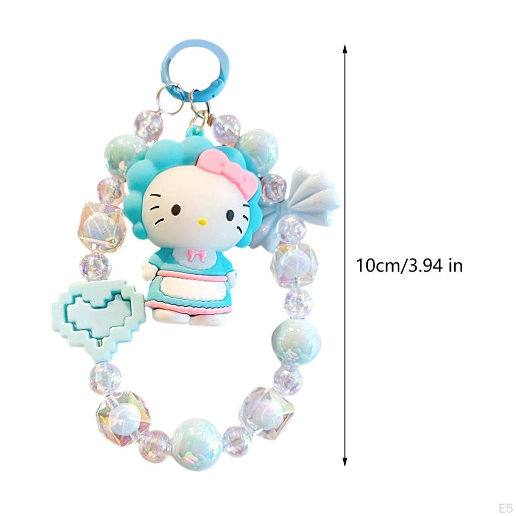 Cute Beaded Keychain Decorative Portable Bag Pendants for Girls Women Adults Violet
