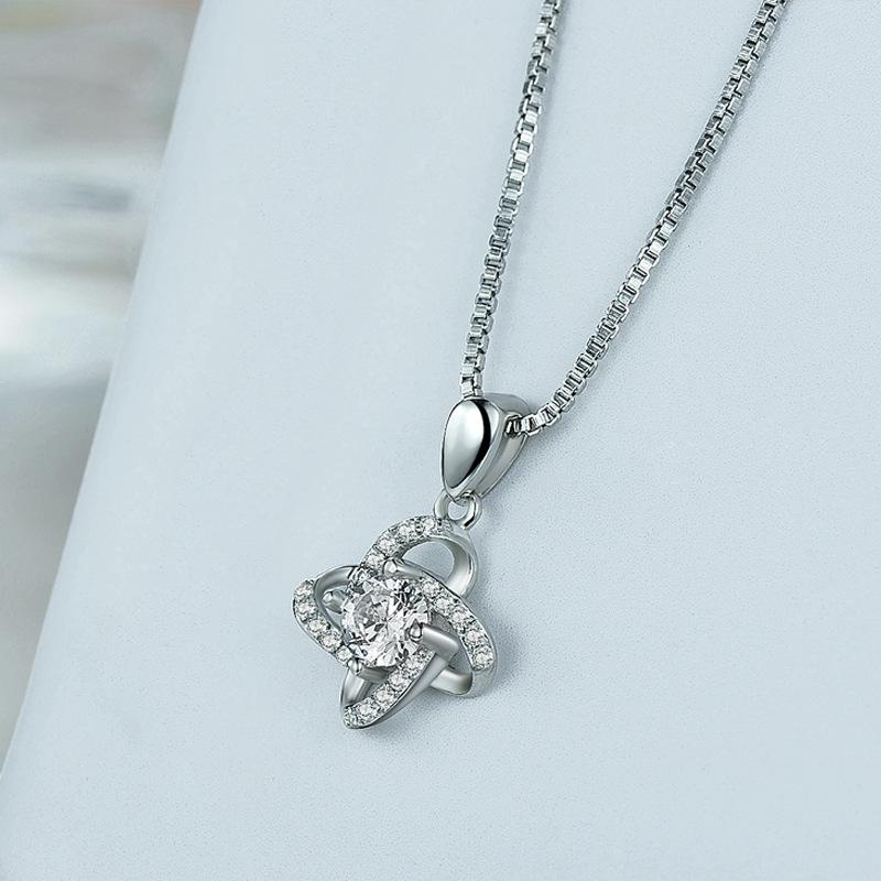 Four-Leaf Clover Petal Flower Pendant Korean Version With Diamonds Mori Zircon Niche Design Fashion Necklace Female Ins Quality
