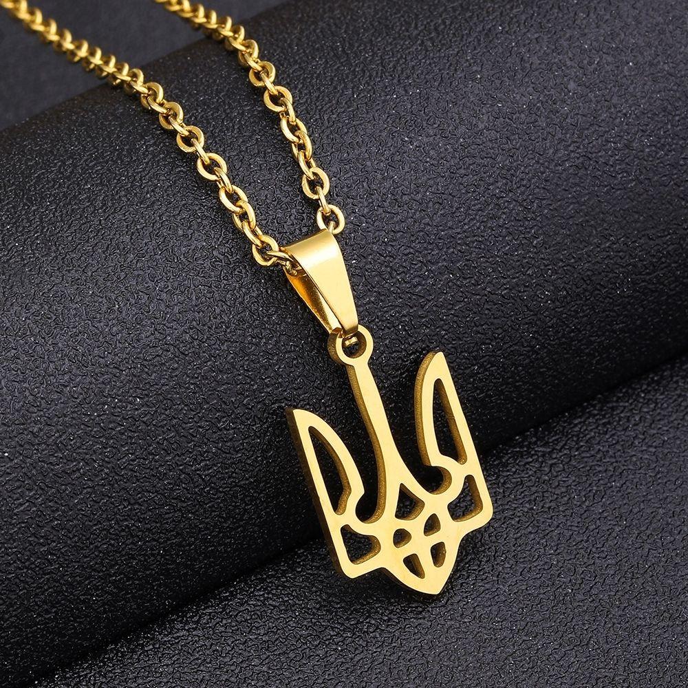 Hot Selling Fashion Ukrainian Pendant Stainless Steel Necklace Femininity Versatile Geometric Titanium Steel Clavicle Chain gold ukrainian necklace